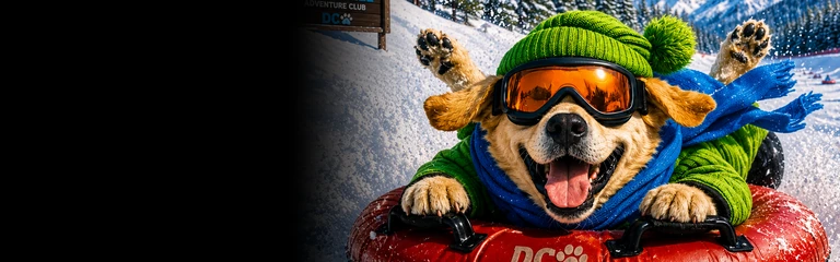 Labrador Retriever Snow Tubing