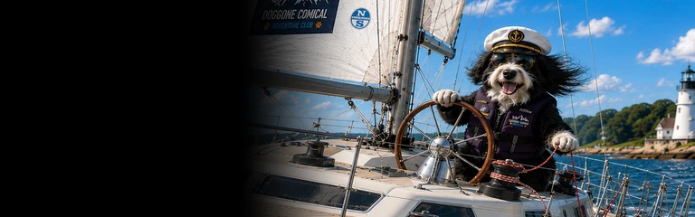 Bearded Collie Sailing