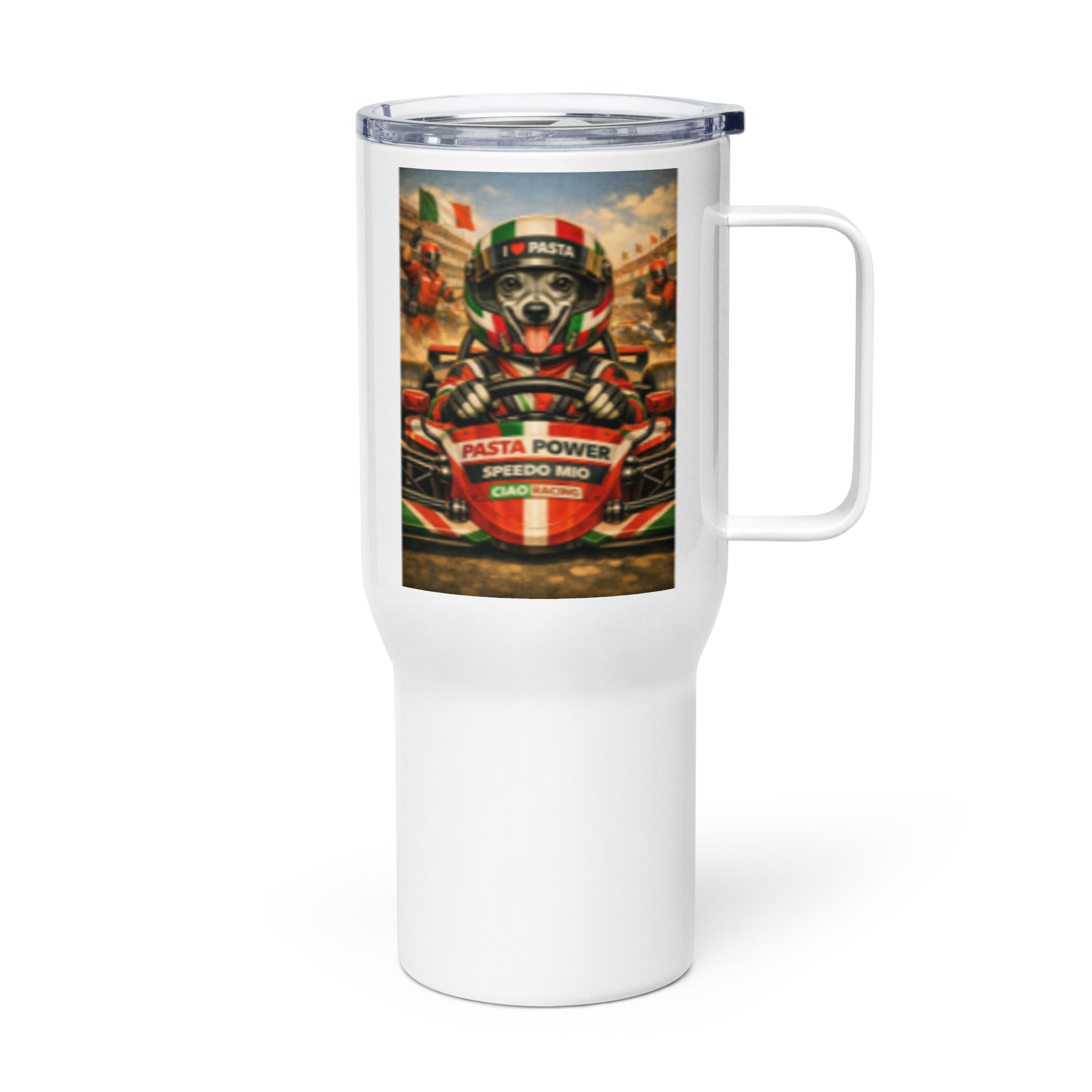 Italian Greyhound - Formula 1 Indy Driver - Travel mug with a handle