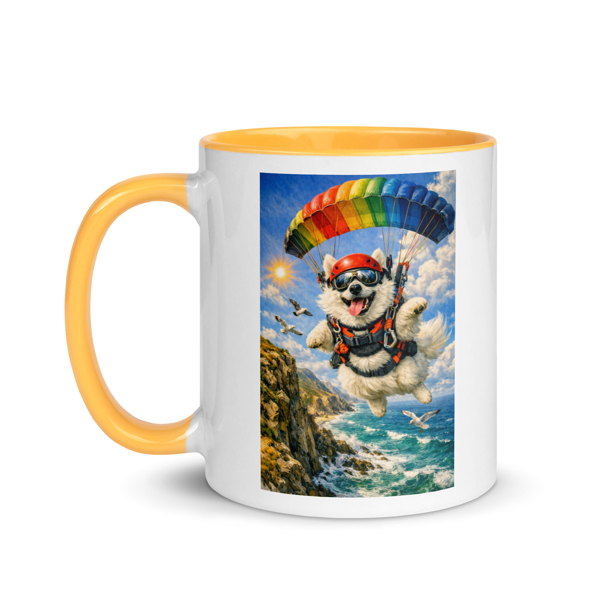Samoyed Paragliding Mug with Color Inside