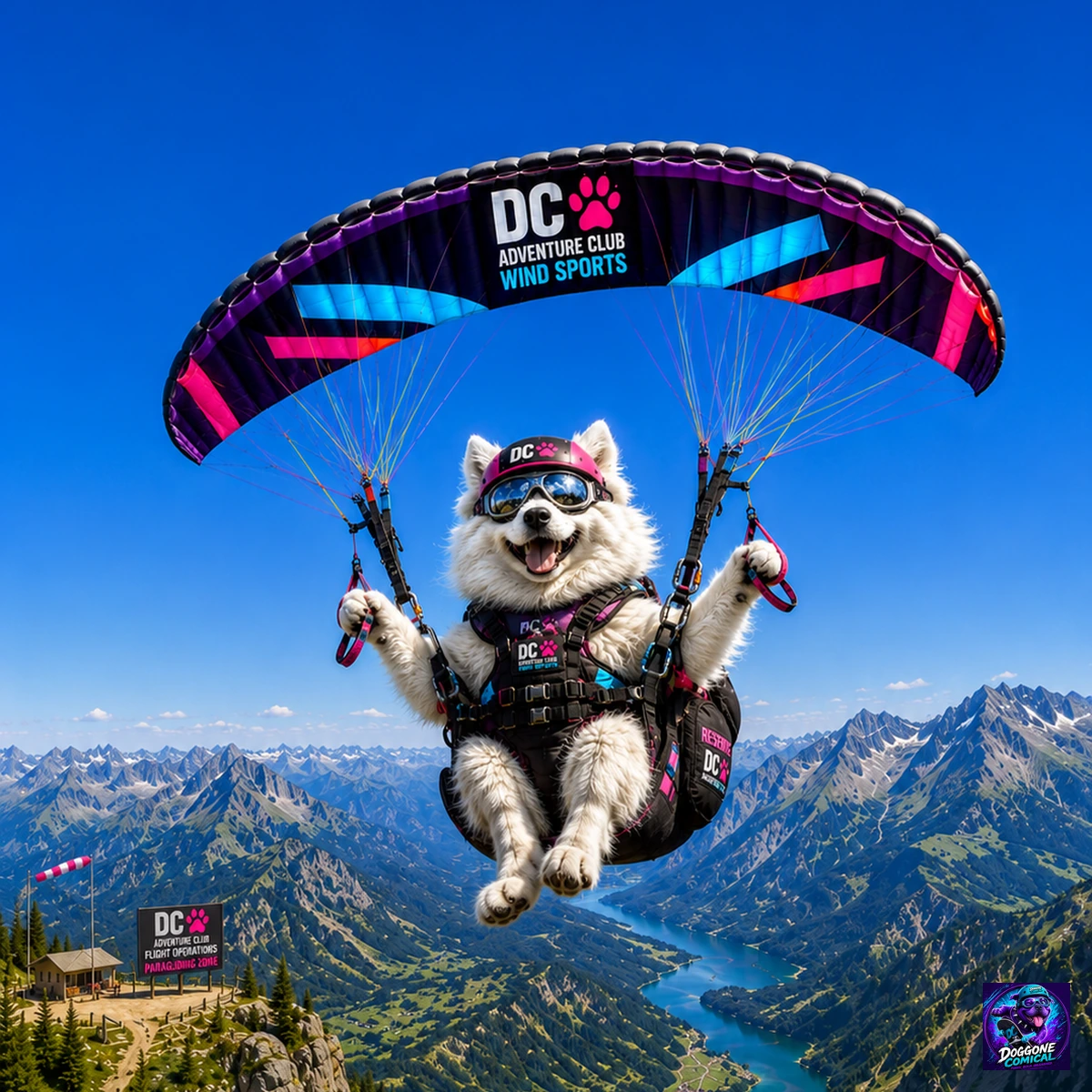 Bulldog enjoying Skydiving