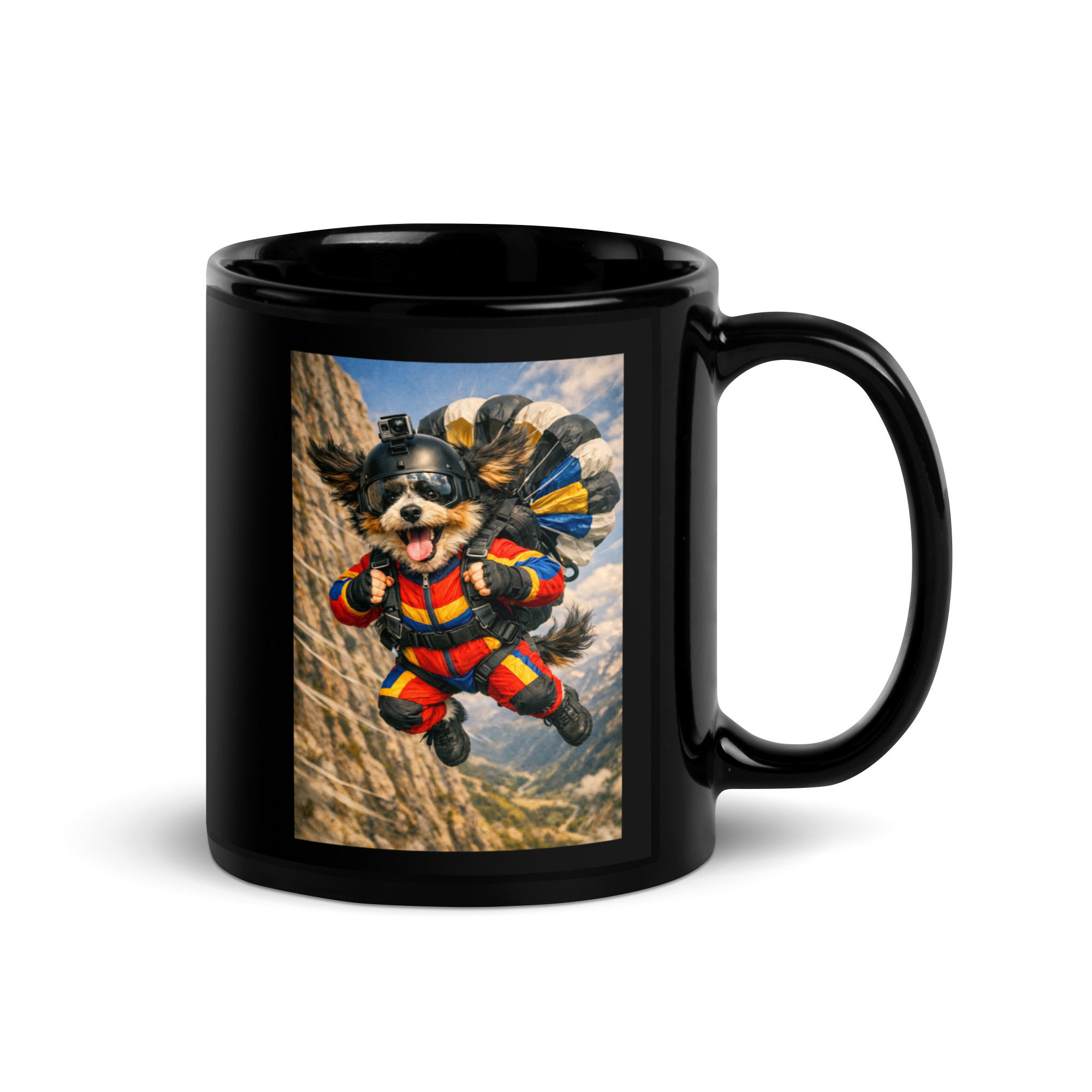 Bernedoodle - BASE Jumping - Black Glossy Mug