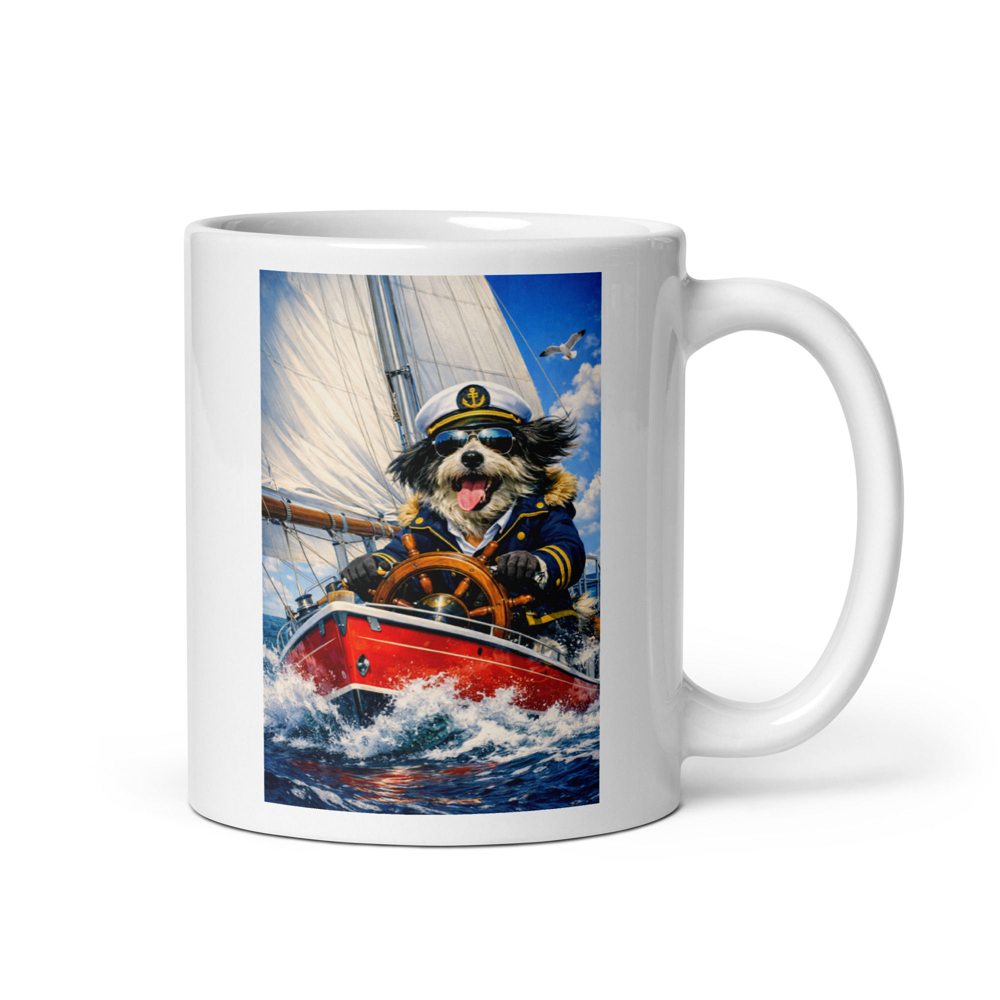 Bearded Collie - Sailing - White Glossy Mug