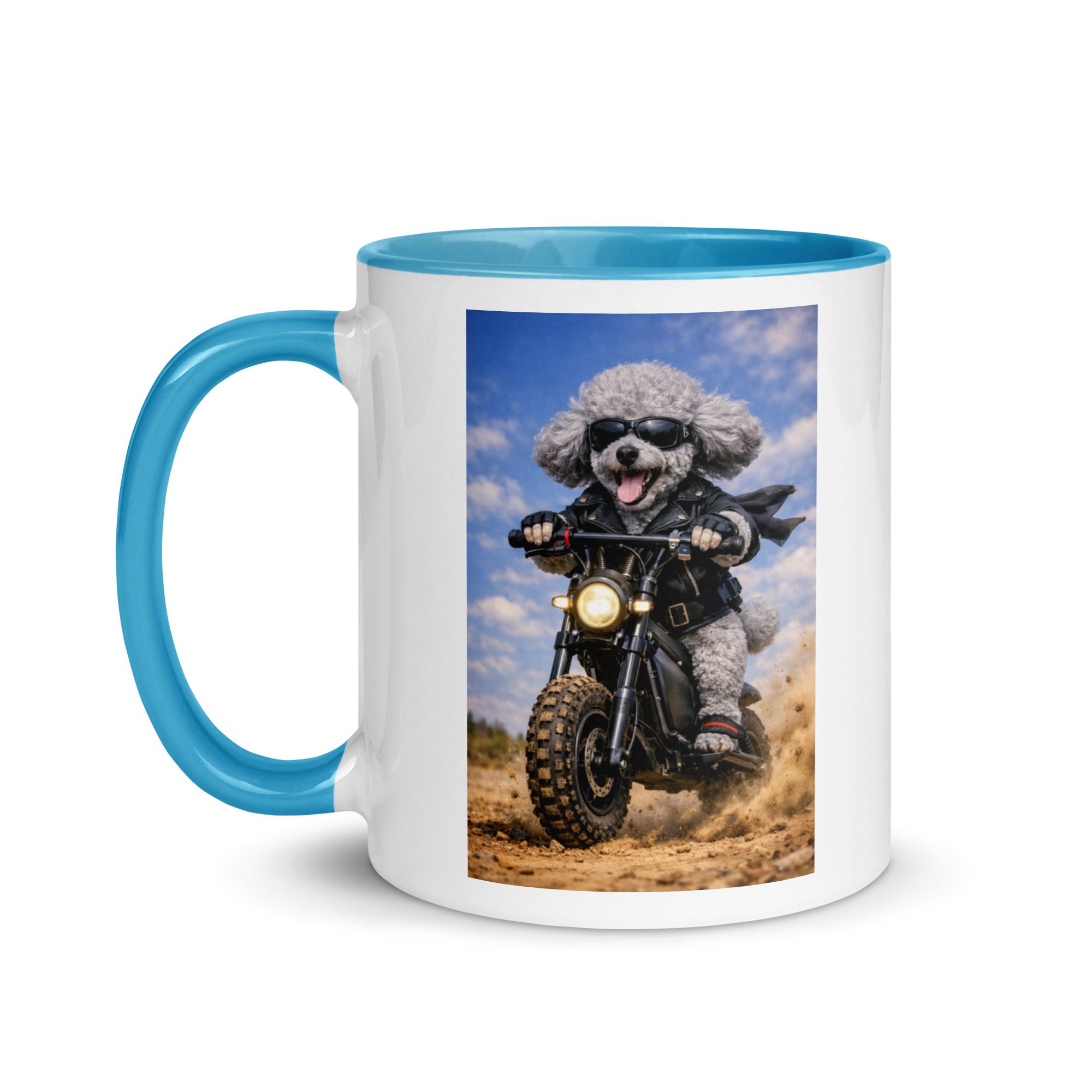 Miniature Poodle - Off Road E-Bike - White Ceramic Mug with Color Inside