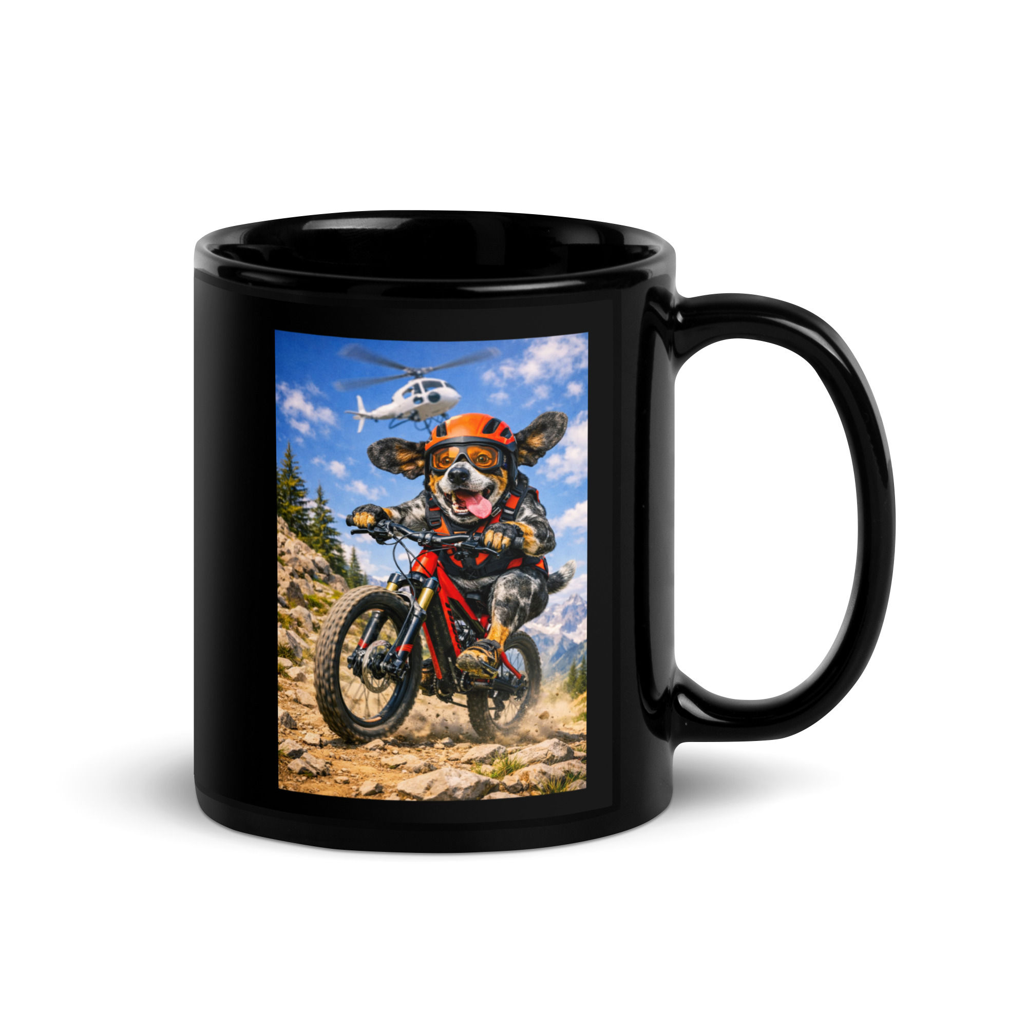 Bluetick Coonhound - Heli Biking - Black Glossy Mug