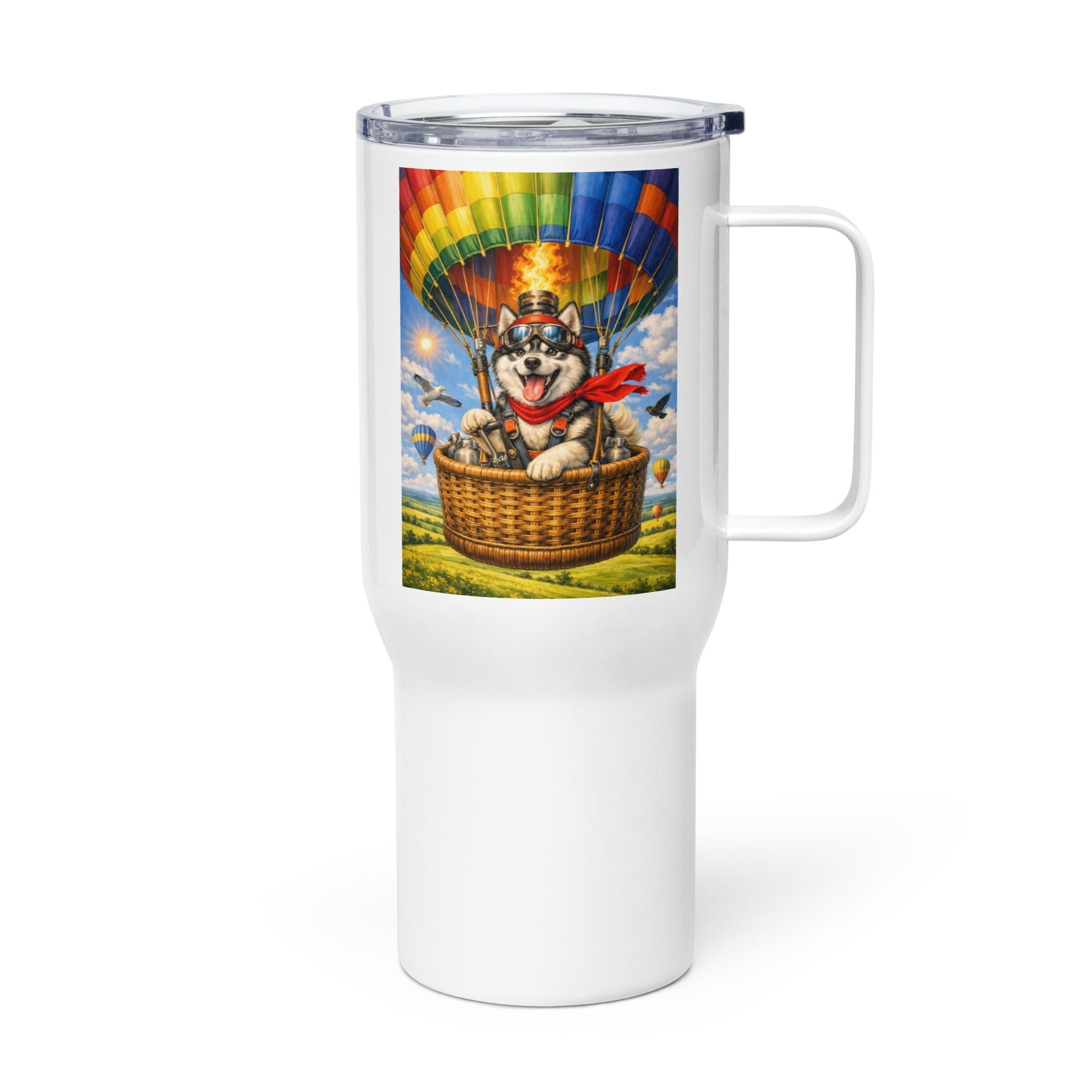 Husky - Hot Air Balloon - Travel Mug with a Handle