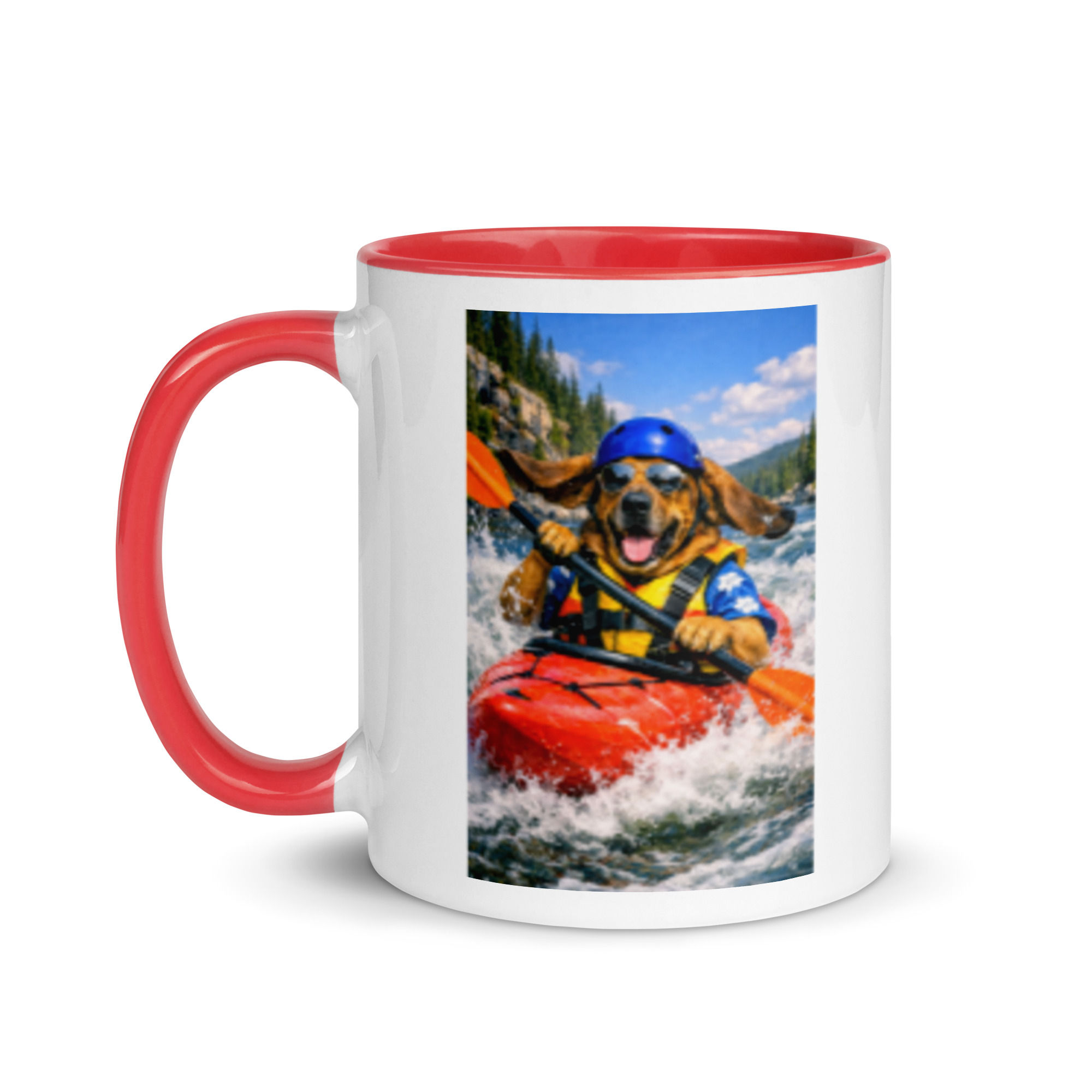 Bloodhound - Whitewater Kayaking - White Ceramic Mug with Color Inside