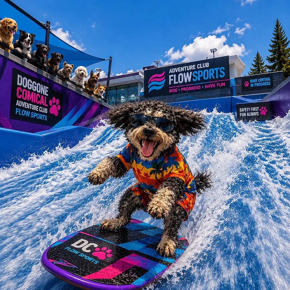Schnoodle enjoying Flowboarding