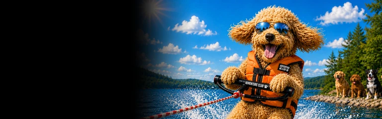 Goldendoodle Waterskiing