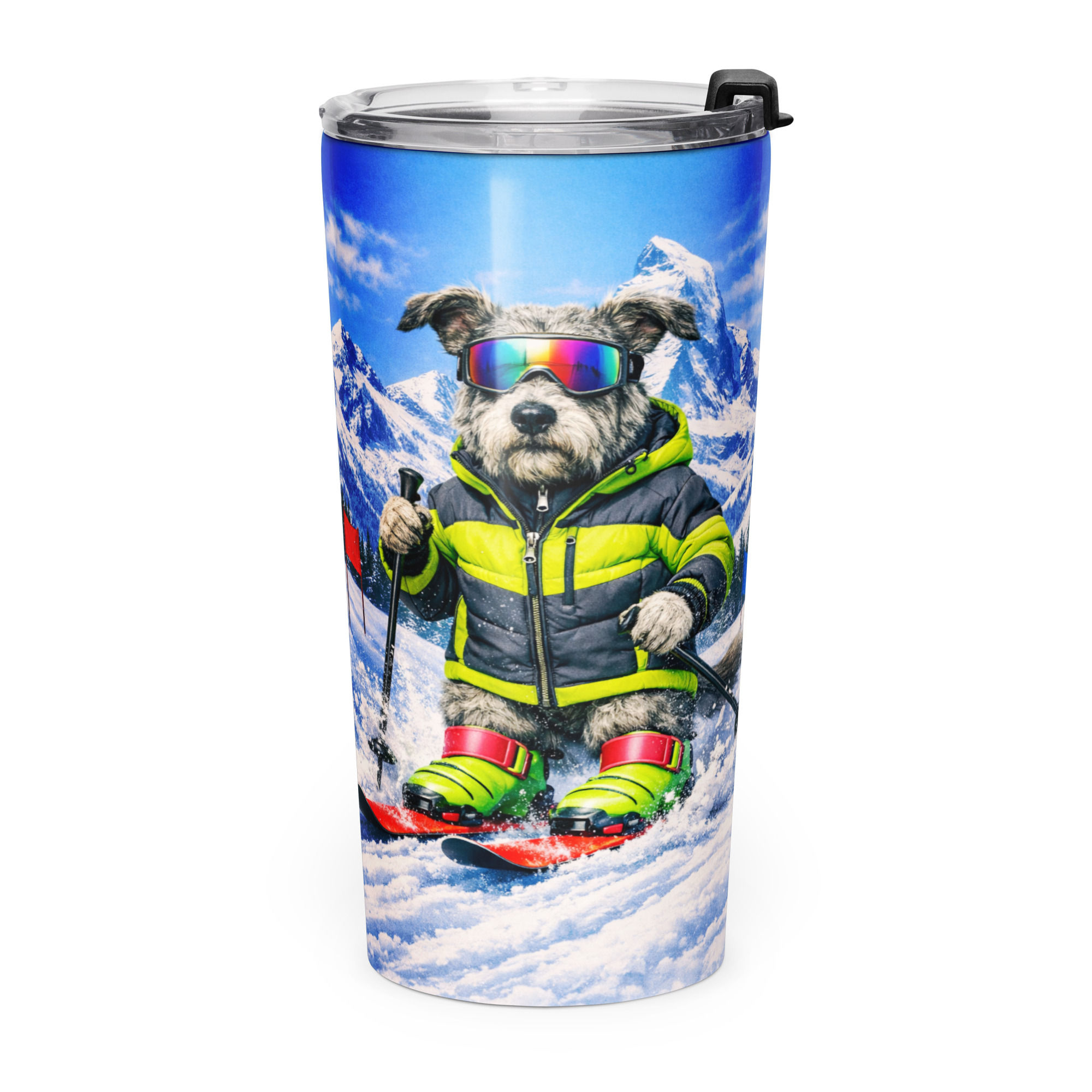 Irish Wolfhound - Skiing - Tapered Stainless Steel Tumbler 20oz