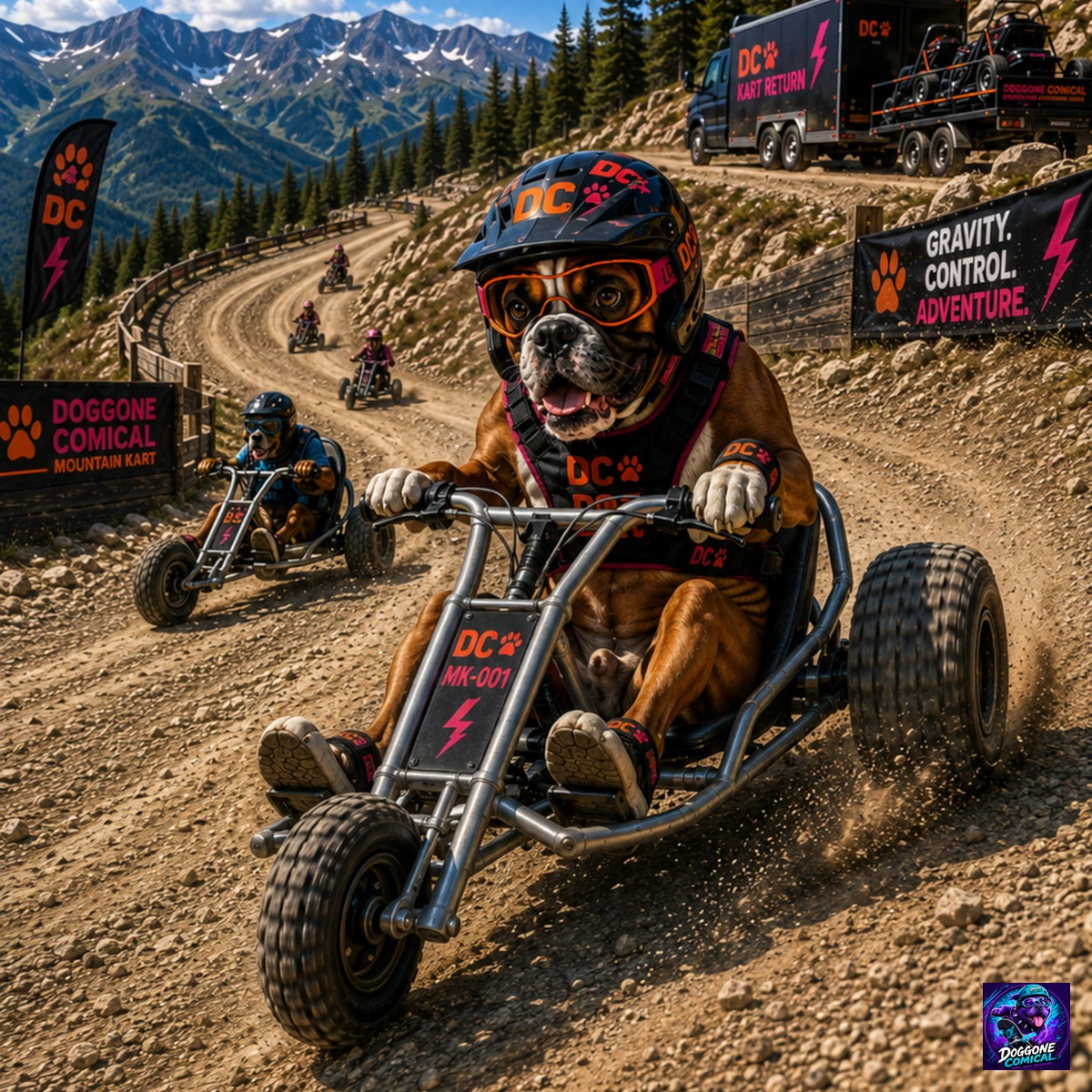 Great Dane enjoying Atv Off Roading