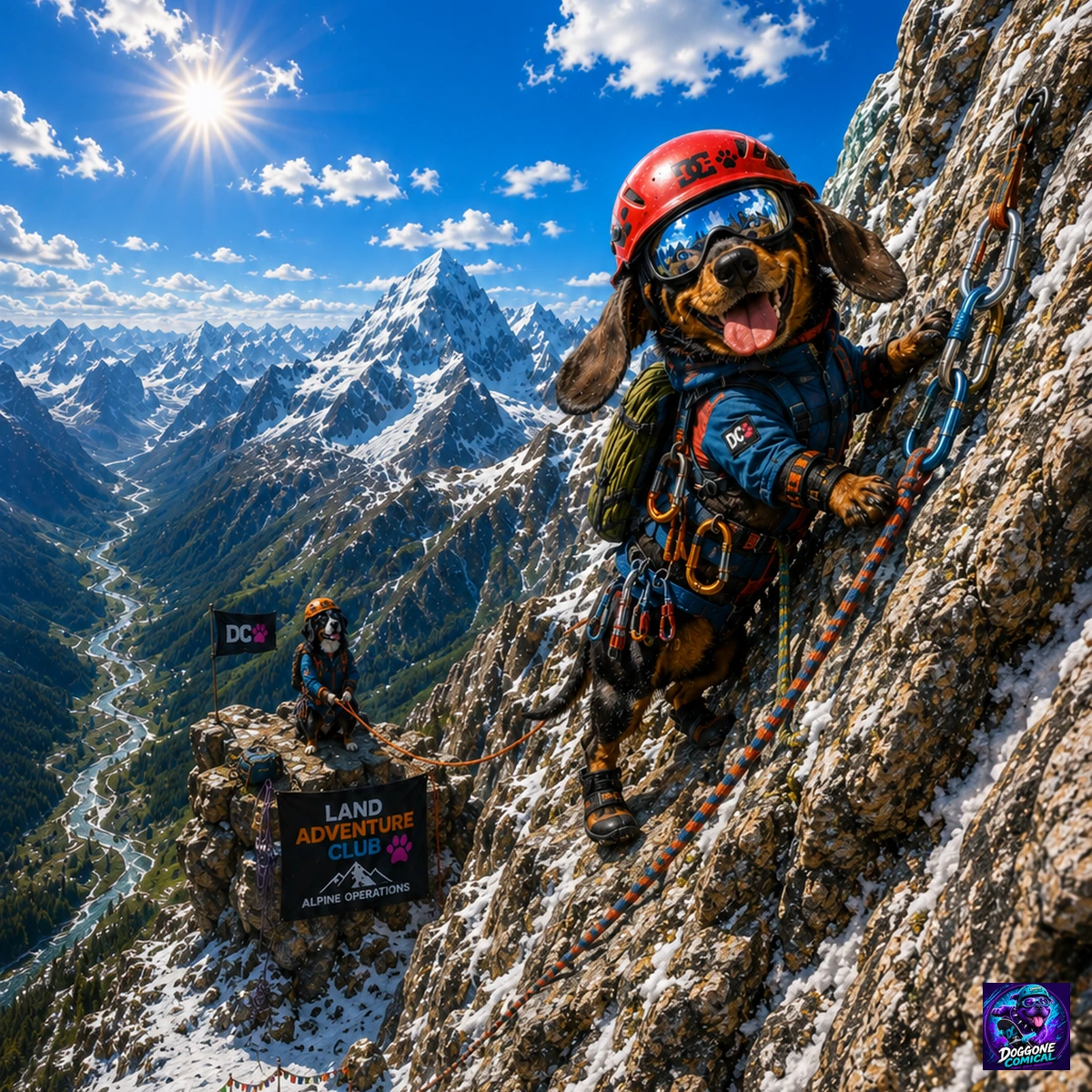 Dachshund enjoying Mountaineering