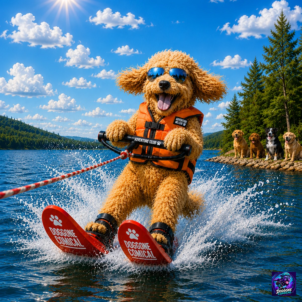 Schnoodle enjoying Flowboarding