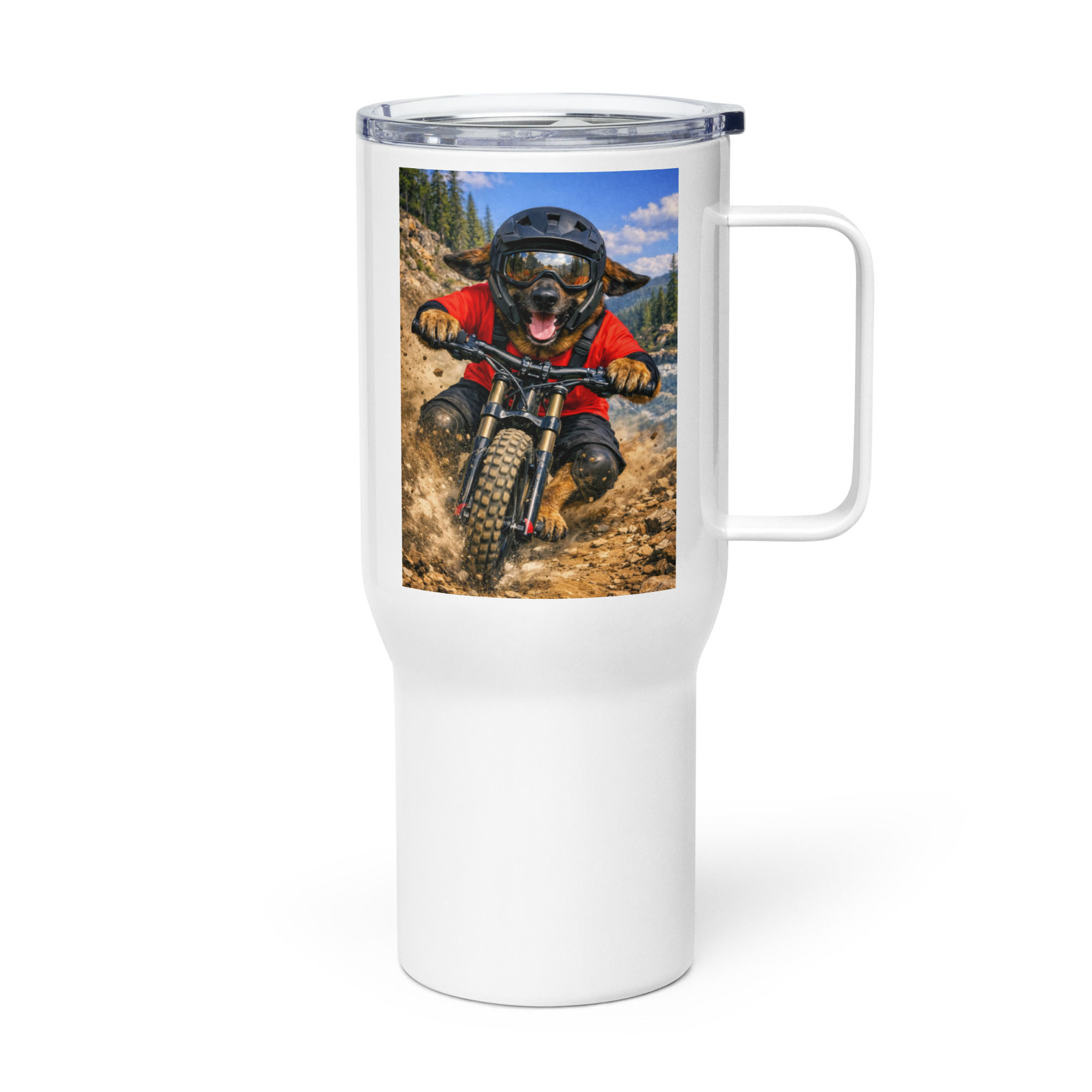 Belgian Malinois - Downhill Mountain Biking - Travel Mug with a Handle