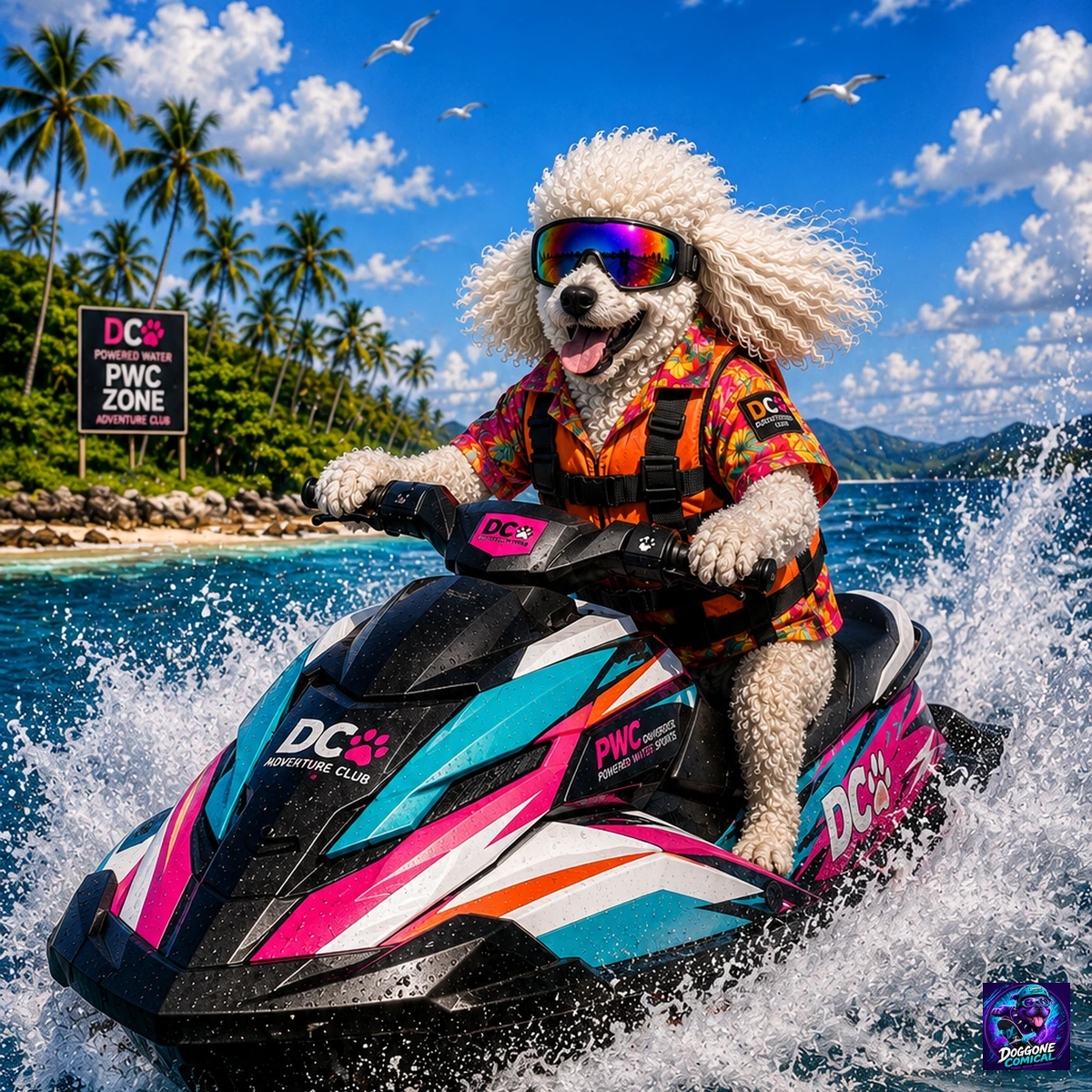 Schnoodle enjoying Flowboarding