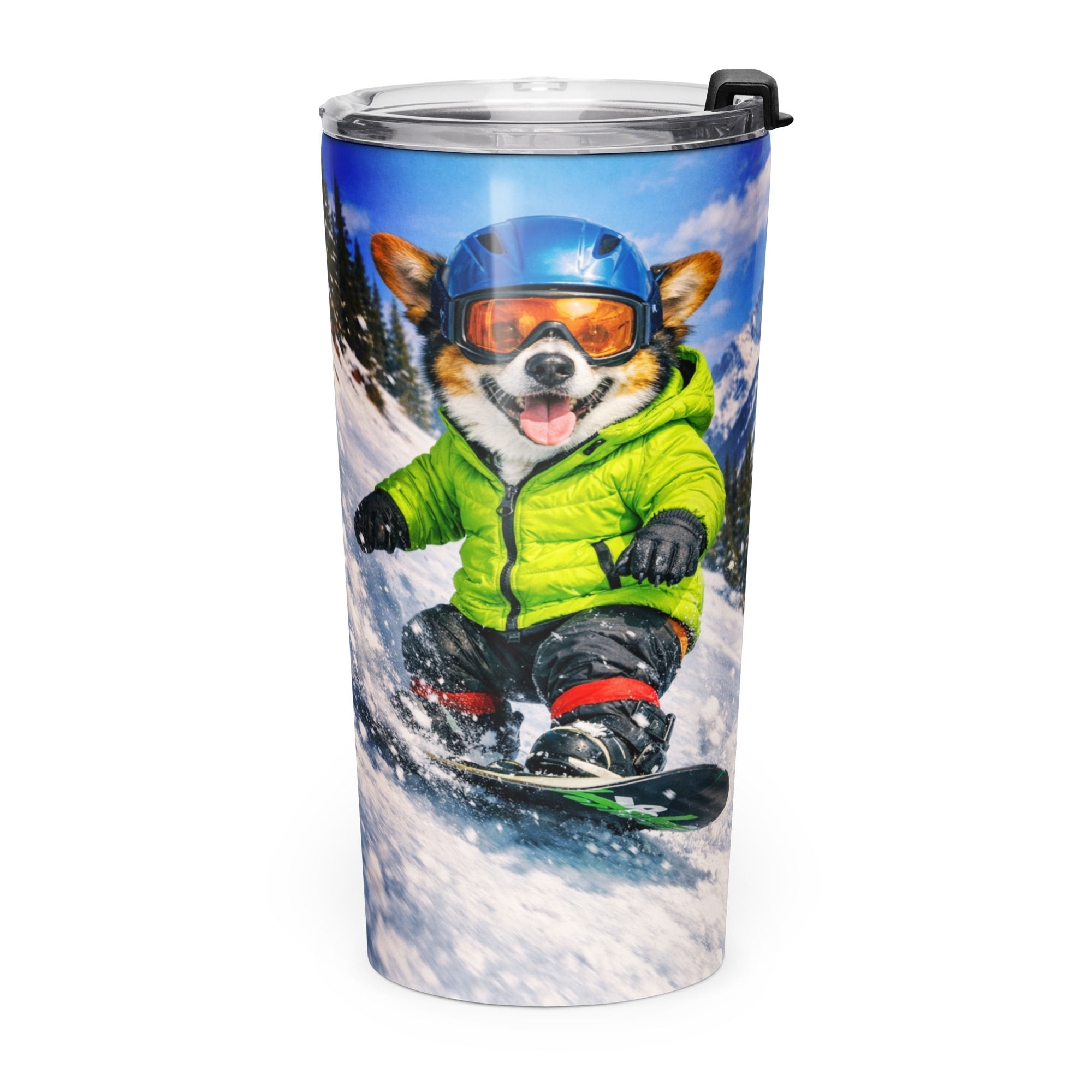 Pembroke Welsh Corgi - Extreme Snowboarding - Tapered Stainless Steel Tumbler