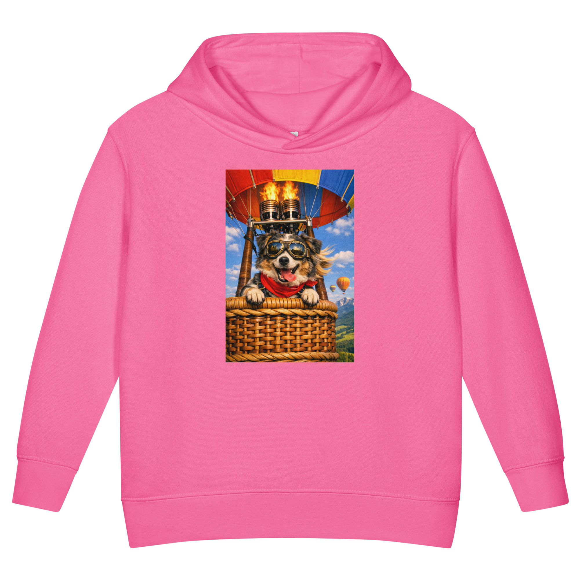 Mini Australian Shepherd - Hot Air Ballooning - Toddler Pullover Fleece Hoodie