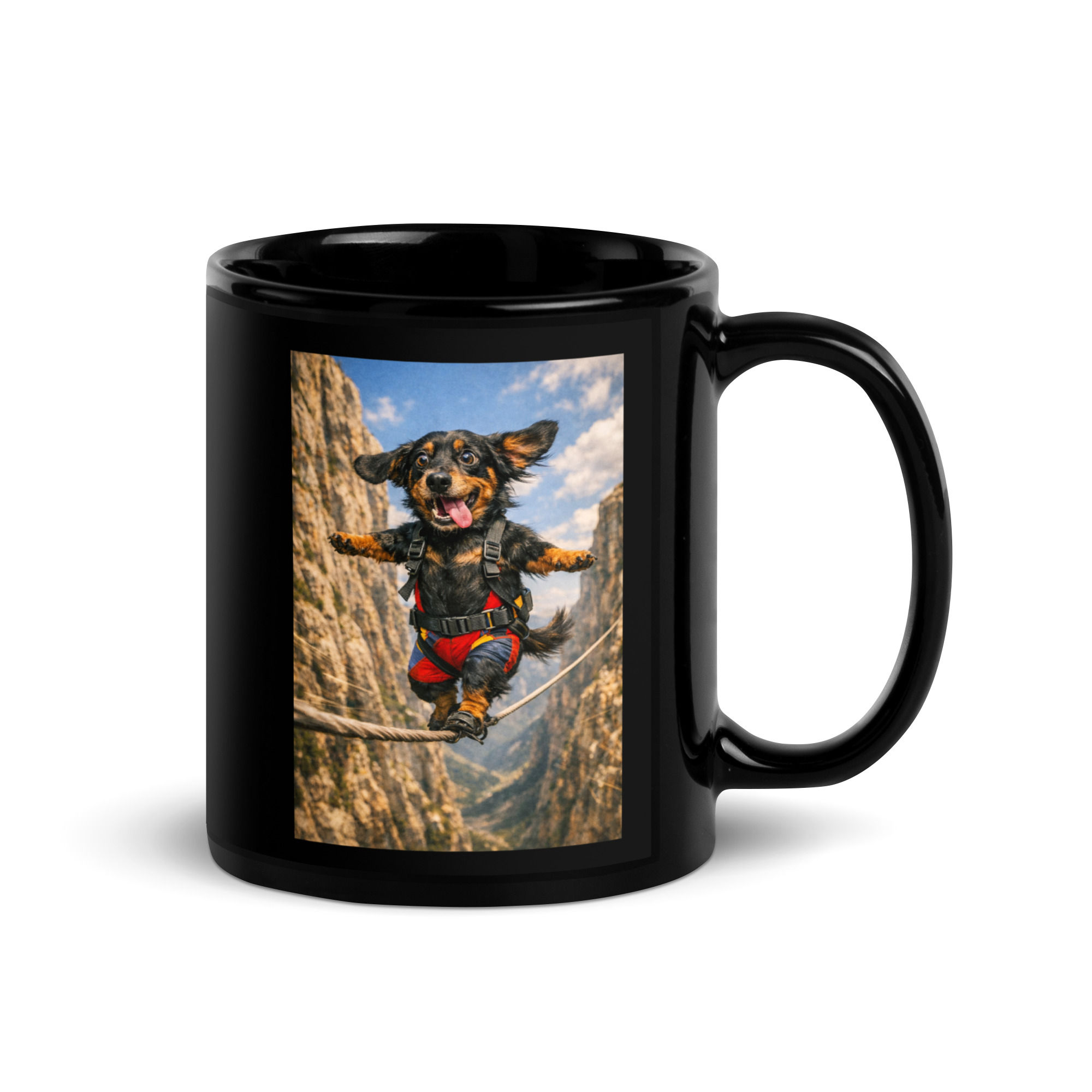 Dachshund - Highlining - Black Glossy Mug