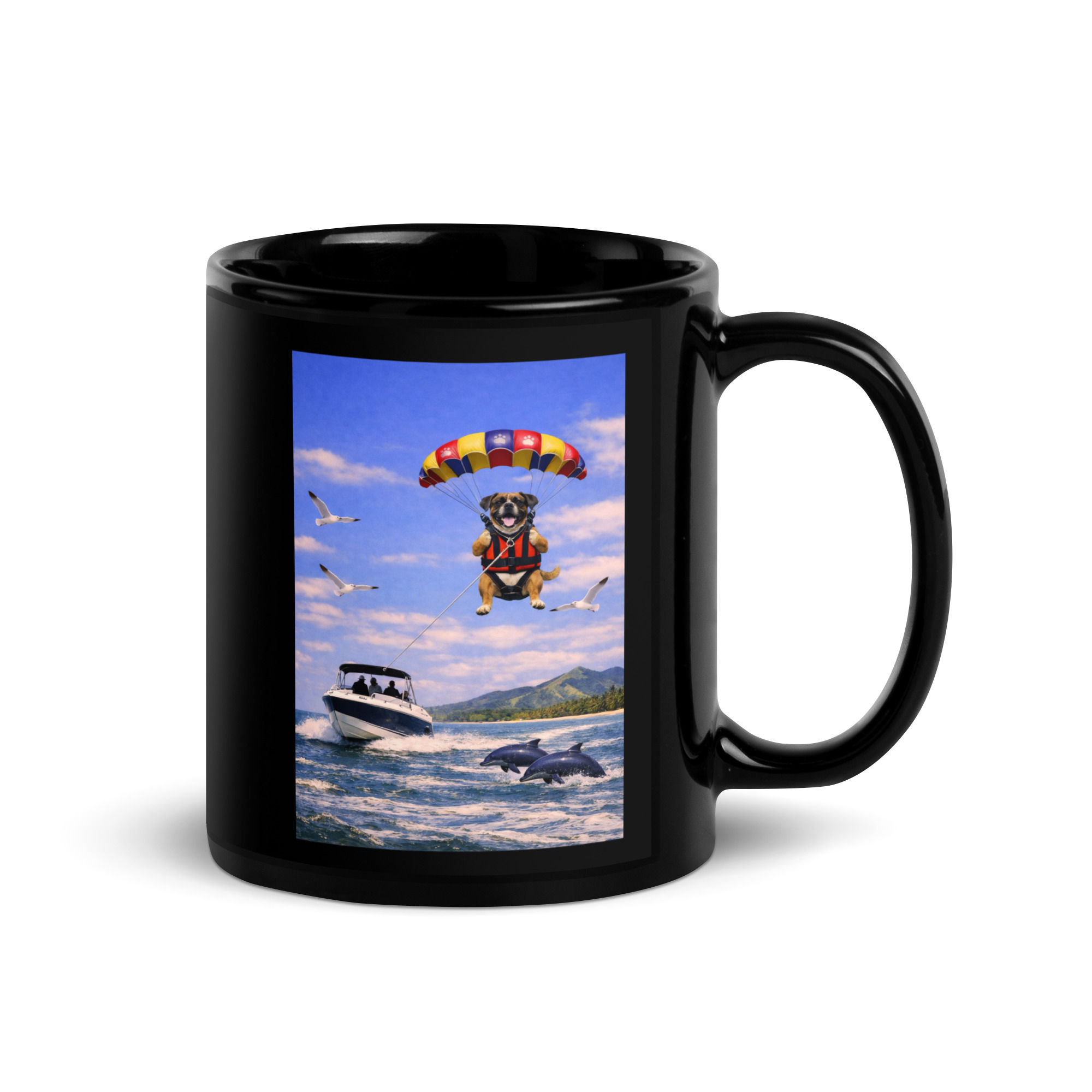Boxer - Parasailing - Black Glossy Mug