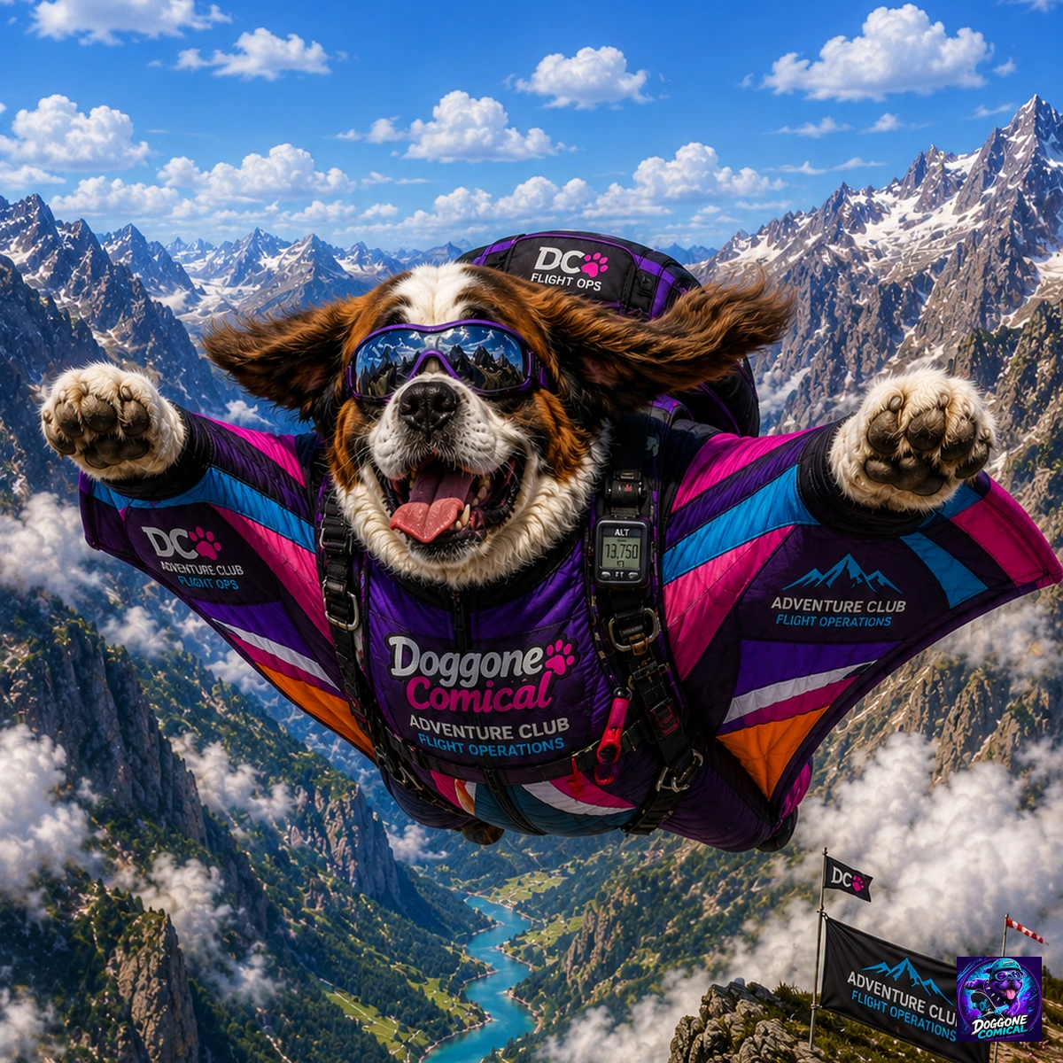 Bulldog enjoying Skydiving