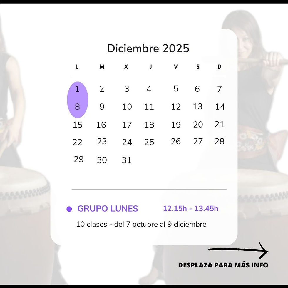 Miniatura: CLASES DE TAIKO en Madrid- Curso 10 clases MARTES del 06/10 al 08/12 - 2025
