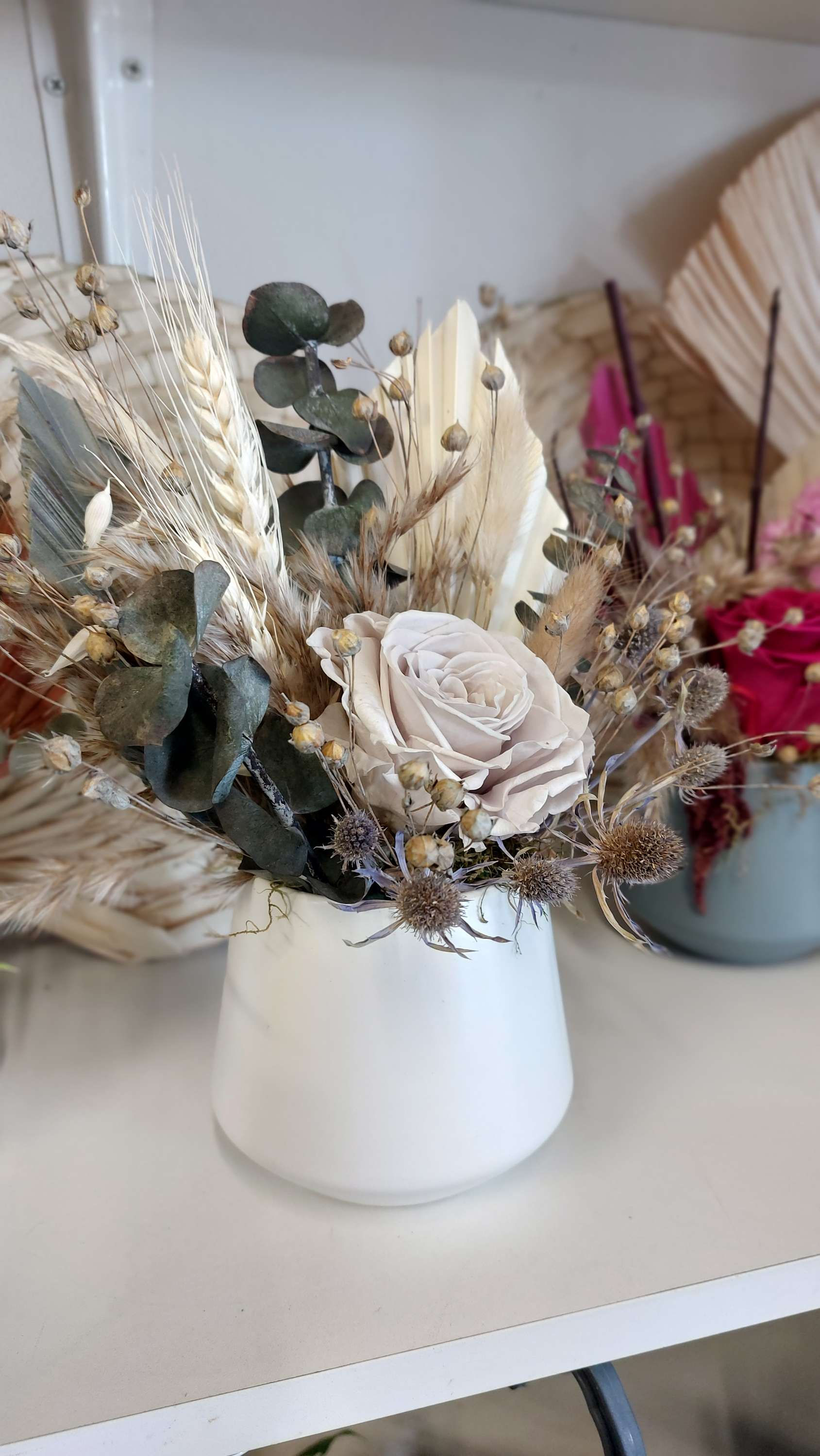 Mini Pot Grey, Pink & Maroon