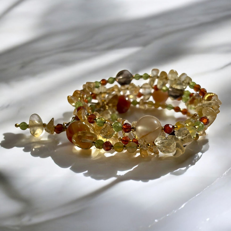Large Multi Wrap Citrine and Gemstone Bangle
