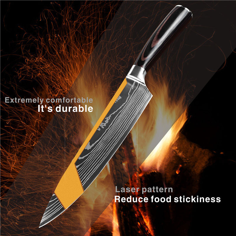 Thumbnail: Multi-Purpose Damascus Pattern High Carbon Stainless Steel Kitchen Knife Set