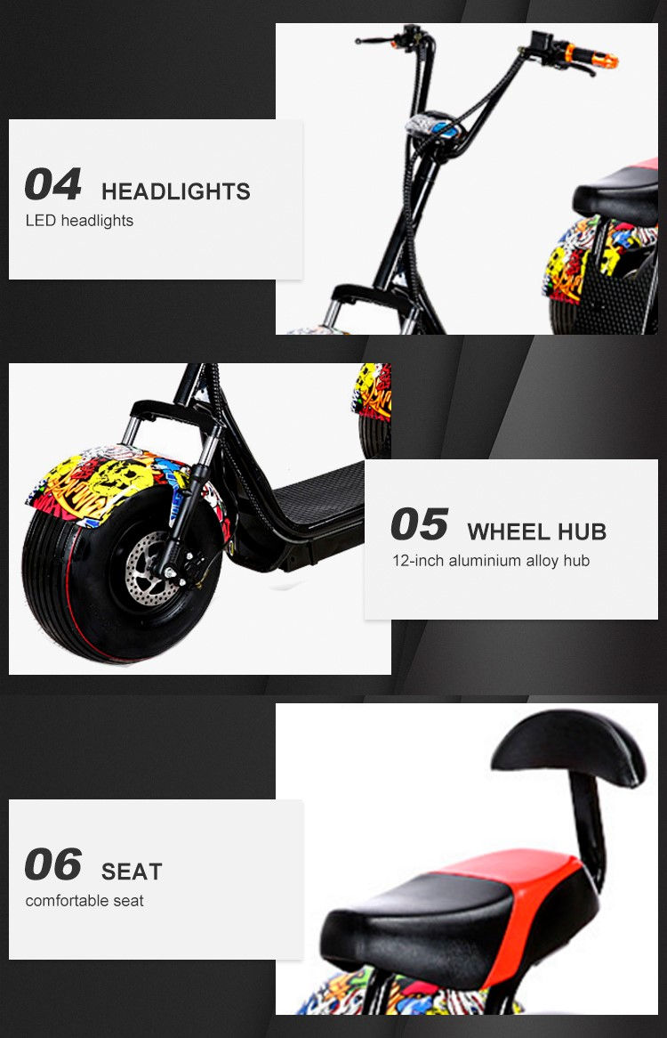 Thumbnail: 3-Wheel Road Fat Tire Electric Scooter With Removable Battery