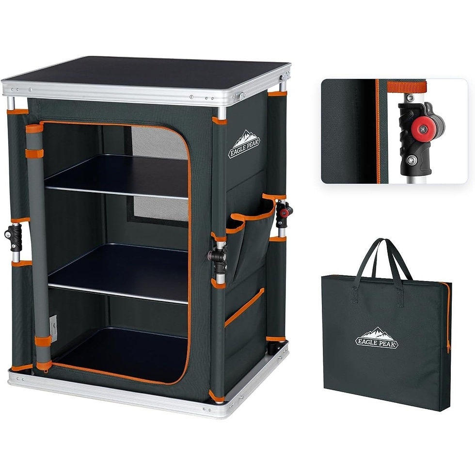 Outdoor Folding Camping Table with Large 3-Tier Storage Organizer