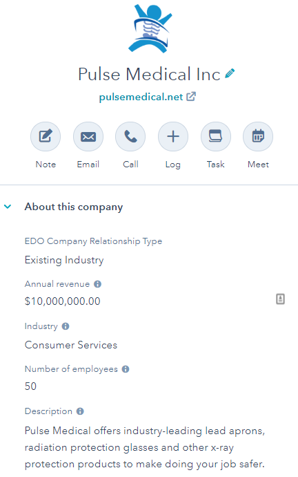 Hubspot for economic development company profile