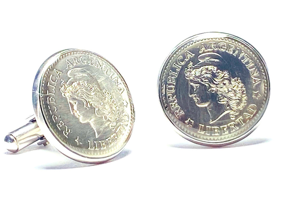 Thumbnail: Argentina  coin cufflinks Capped liberty head  gemelos de monedas