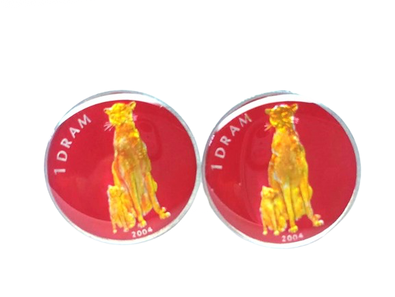 Thumbnail: Artsakh Nagorno-Karabakh coin cufflinks 1 Dram .pheasant cheetah