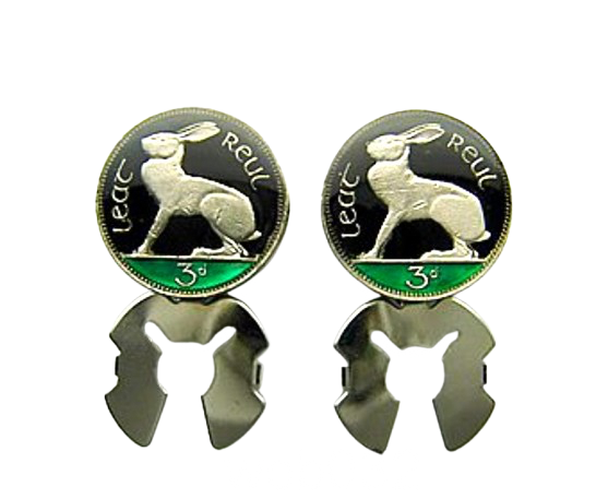 Ireland coin button covers threepence hare