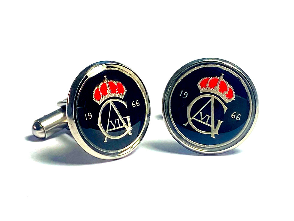 1962 - 1973 Sweden coin cufflinks 10 Öre swedish royal manschettknappar med mynt