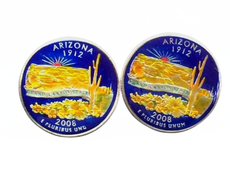 2008 USA coin cufflinks Arizona state quarter 24mm
