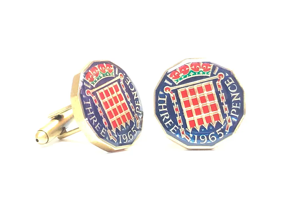 1953 - 1967 UK coin cufflink threepence 3 pence