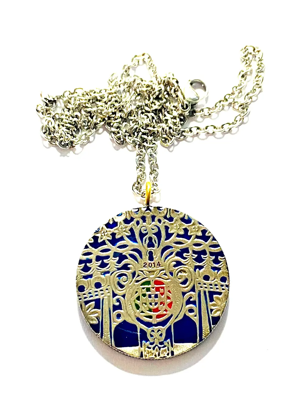 Thumbnail: 2014 Portugal coin pendant 2.5 Euro An ox The Yokes colar de moeda
