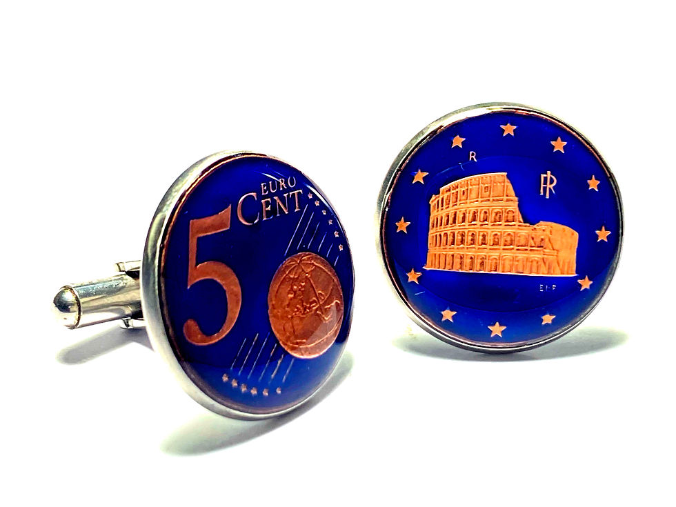 Italy coin cufflinks 5 Euro Cents,The Flavius amphitheatre gemelli con monete