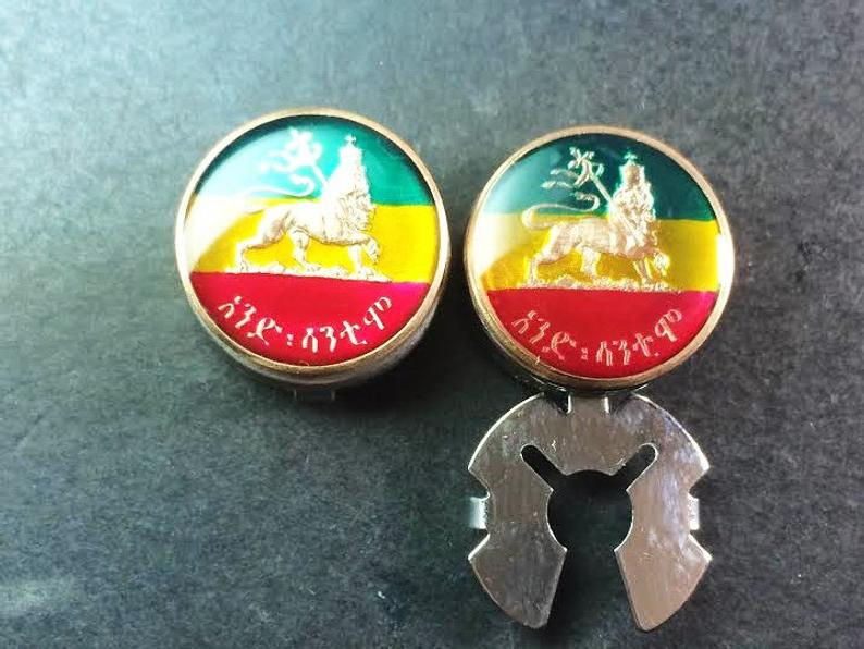 1936 Ethiopia enamelled coin Crowned Lion 16mm