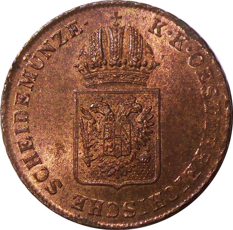 Thumbnail: 1816 Austrian Empire coin pendant Austrria 1 Kreuzer Münzanhänger