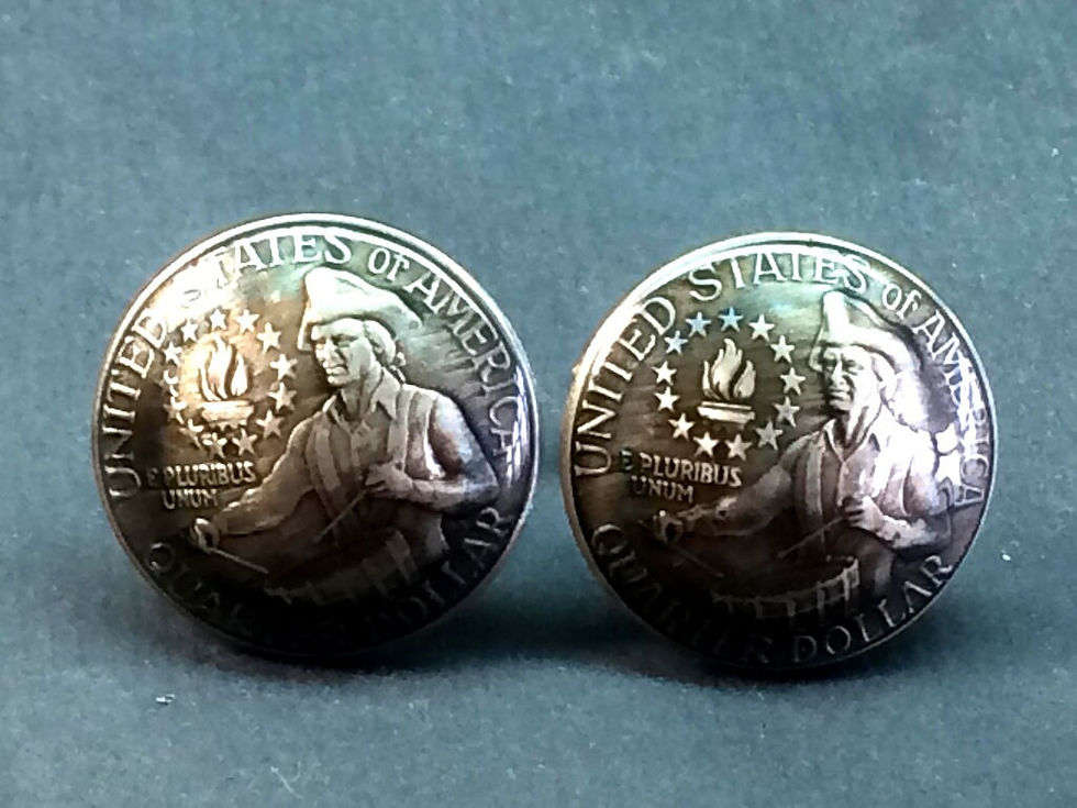 Thumbnail: 1976 Domed  USA Quarter coin cufflinks Drummer Boy