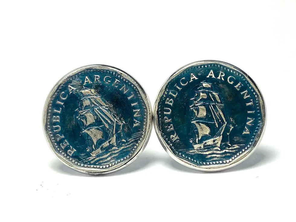 Thumbnail: Argentina coin cufflinks 5 Pesos gemelos de monedas
