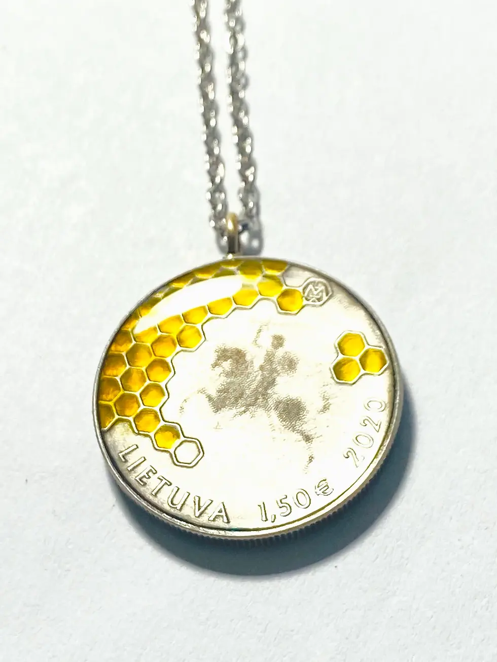 Thumbnail: Lithuania coin Pendant  1.5 Euro Tree Beekeeping