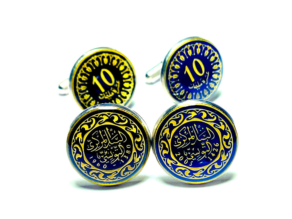 Tunisia coin cufflinks 10 Millièmes boutons de manchette