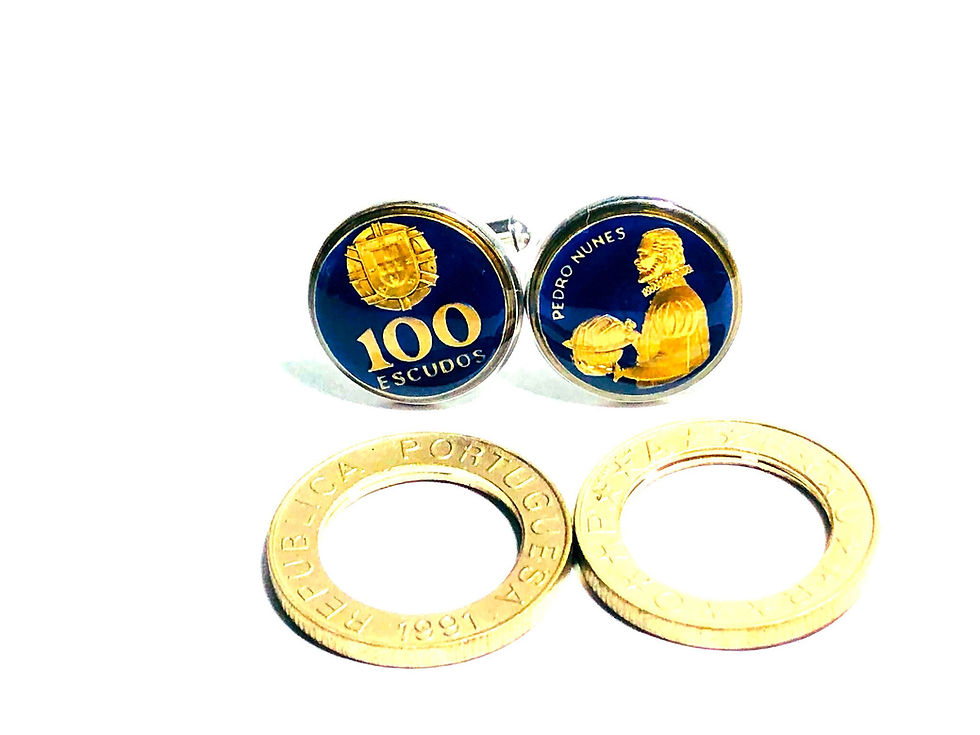 Thumbnail: Portugal coin cufflinks 100 Escudos botões de punho de moeda