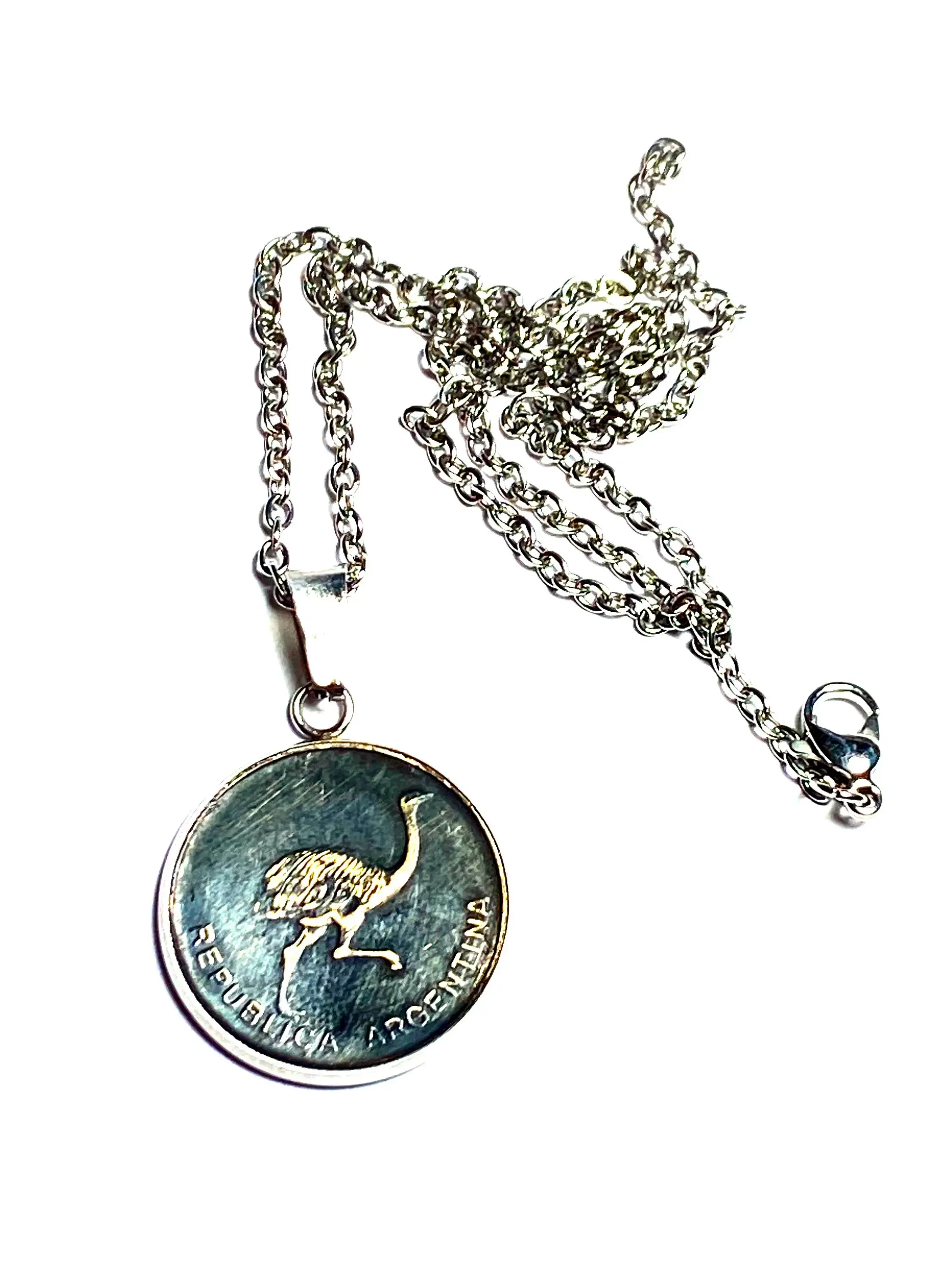 Argentina coin pendant 1 Centavo Common Rhea collar de monedas