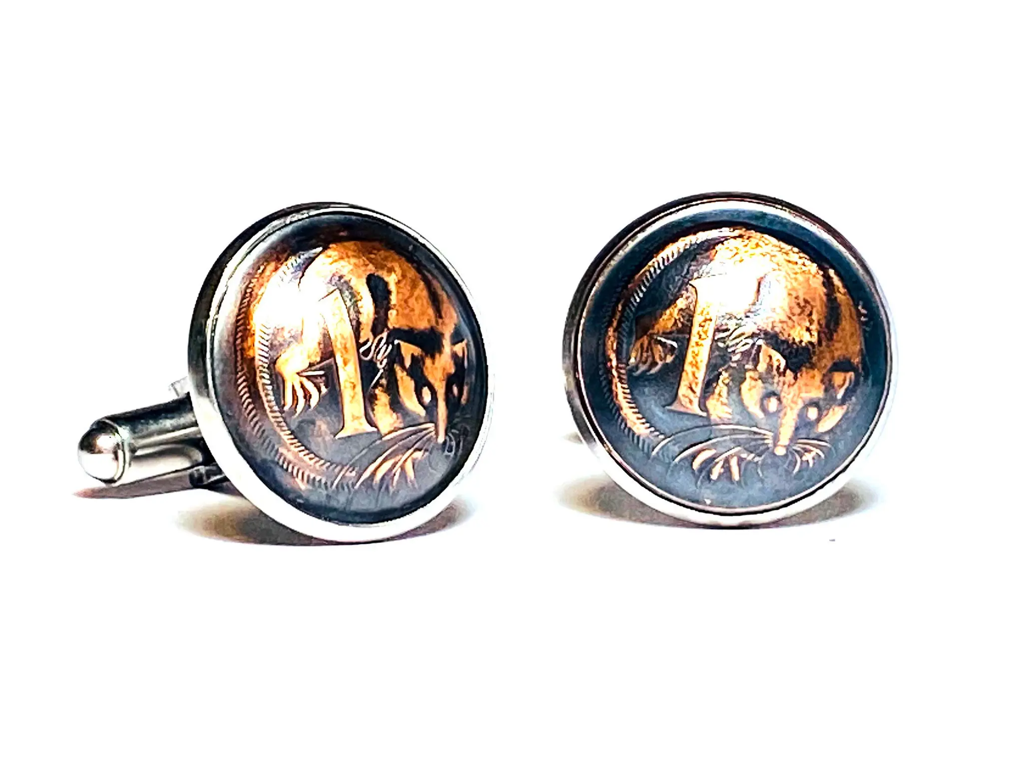 Domed Australia coin cufflinks 1 cent ring-tailed opossum