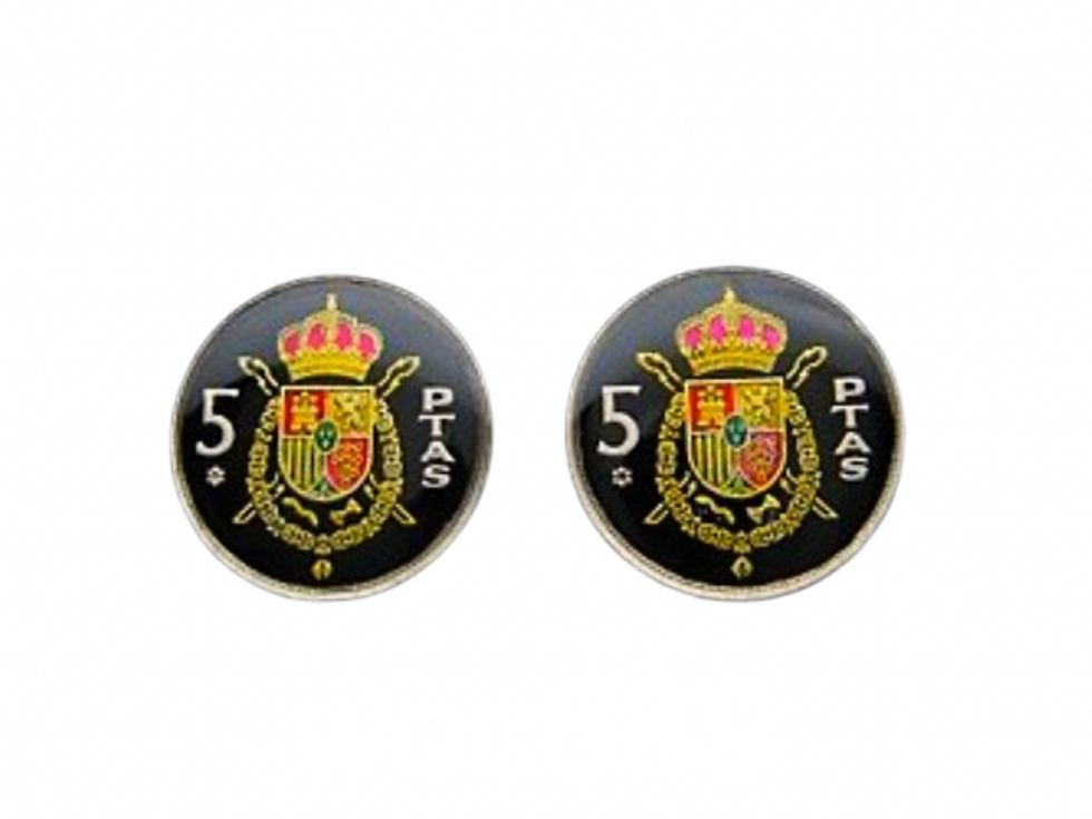 Thumbnail: Spain coin cufflinks 5 Pesetas coat of arms gemelos de monedas