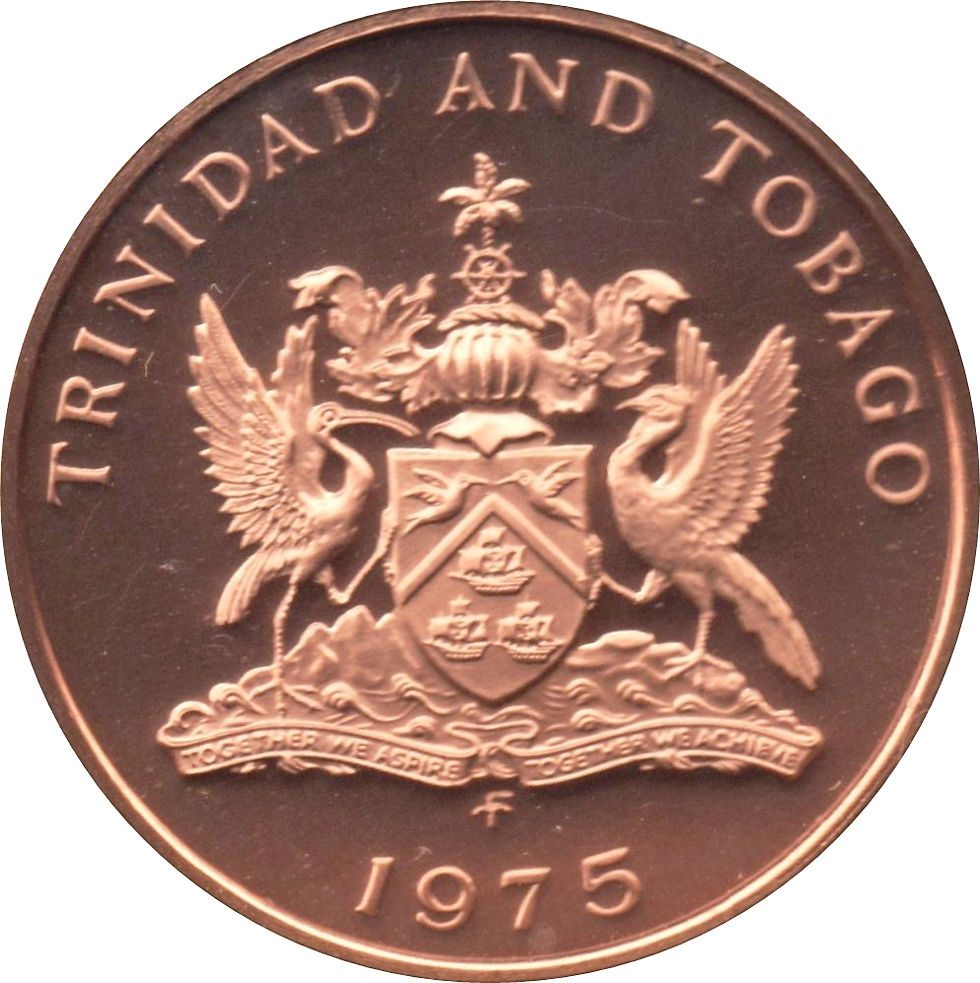 Miniatura: Domed Trinidad and Tobago coin cufflinks 5 cents Bird of Paradise